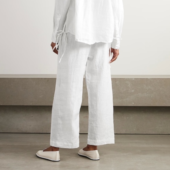 DEIJI STUDIOS The Tie Split Linen Pant White Organic Summer Staple Size M / L - Picture 4 of 16